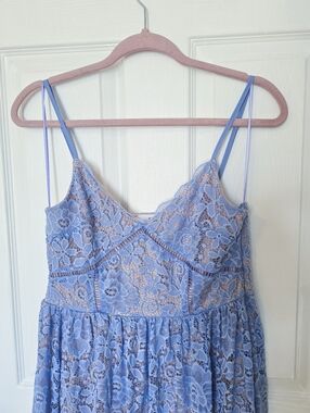 NSR Lavender Lace Midi Dress Adjustable Spaghetti Straps Wedding Summer L